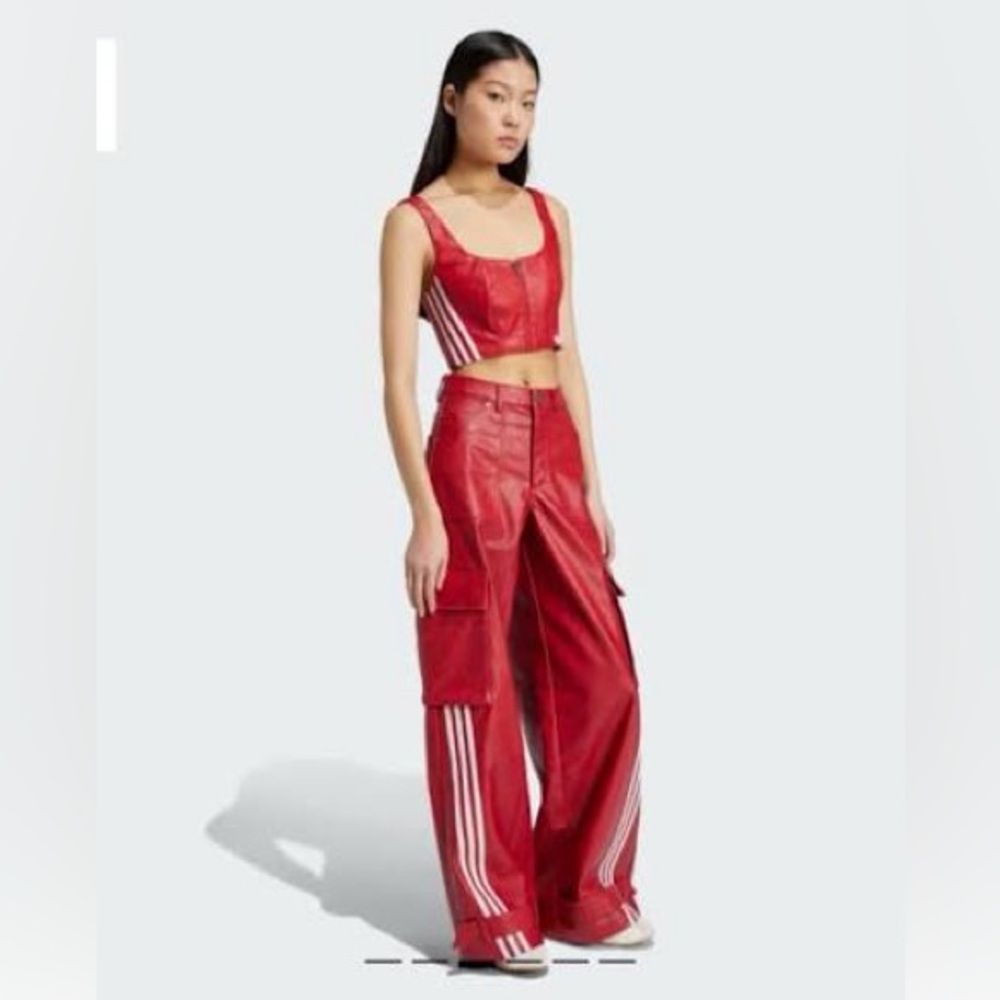 Adidas 2pc Set Women's Adilenium Season 3 Red Vintage Faux Leather